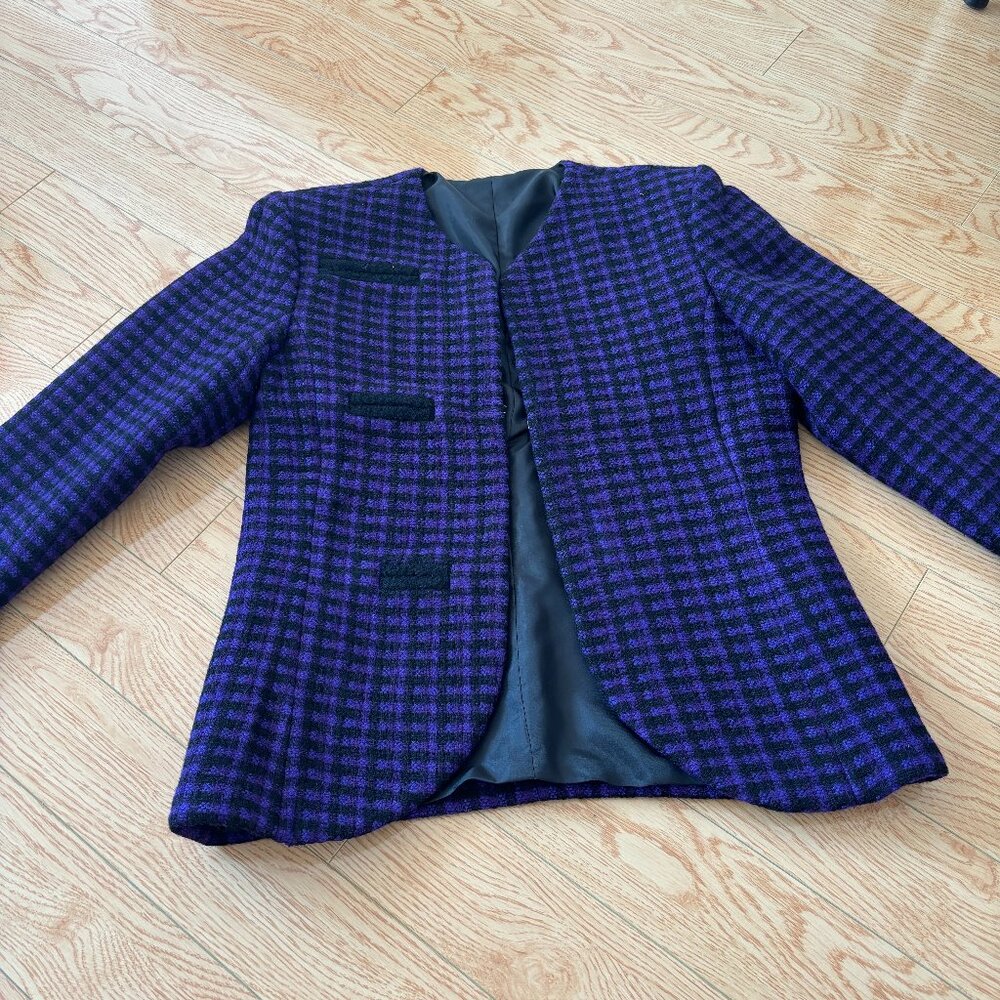 Purple Black Vintage Blazer Coat Jacket Grunge Medium